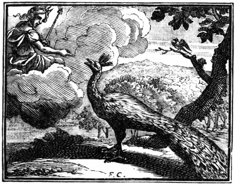 Le Paon Se Plaignant À Junon de Jean de La Fontaine dans Les Fables - Illustration de François Chauveau - 1688