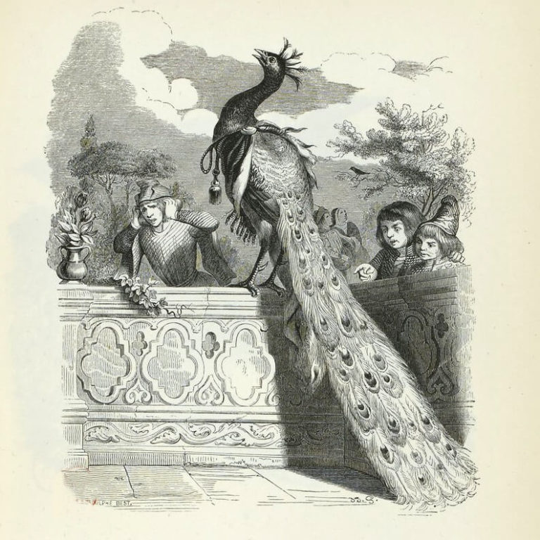 Le Paon Se Plaignant À Junon de Jean de La Fontaine dans Les Fables - Illustration de Grandville - 1840