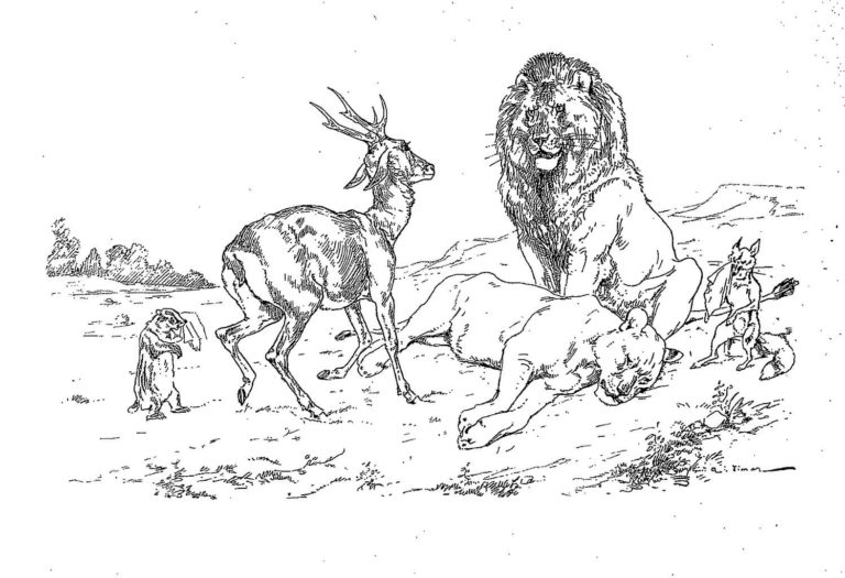 Les Obsèques De La Lionne de Jean de La Fontaine dans Les Fables - Illustration de Auguste Vimar - 1897