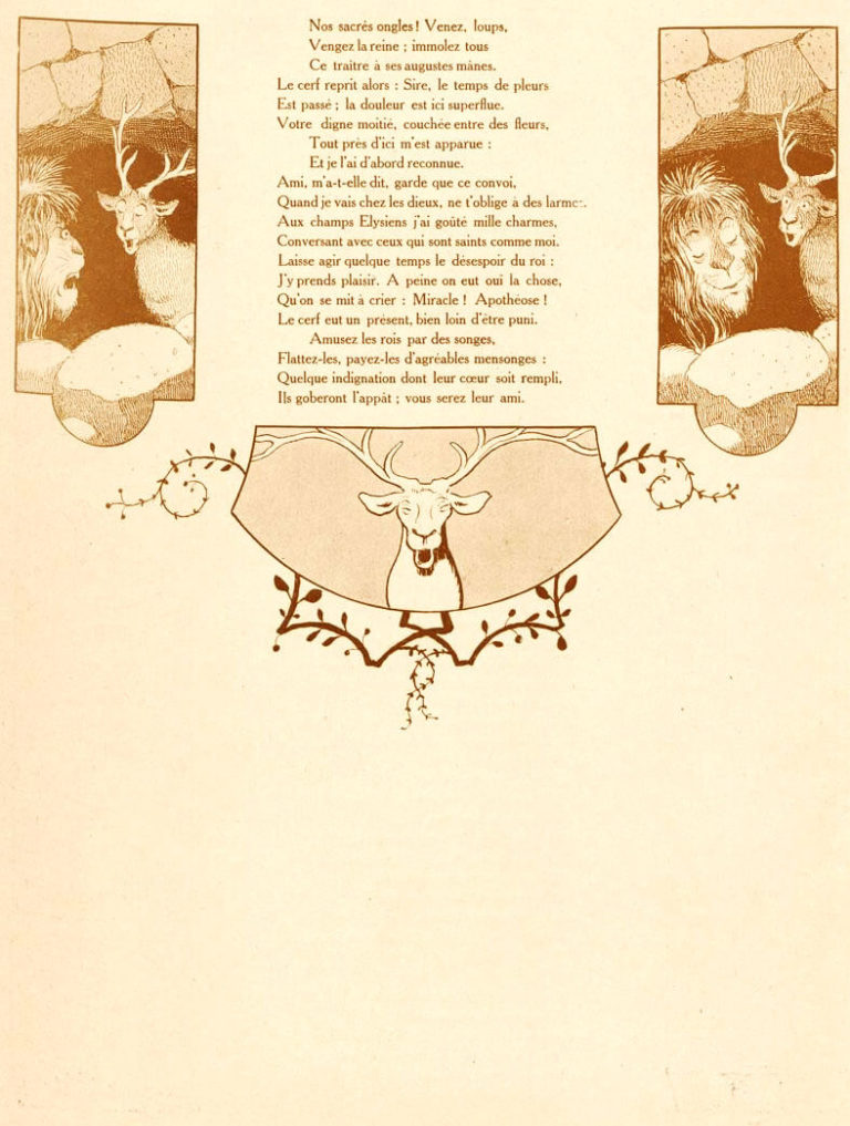 Les Obsèques De La Lionne de Jean de La Fontaine dans Les Fables - Illustration de Benjamin Rabier - 2 sur 2 - 1906