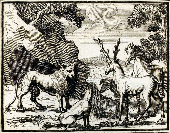 Les Obsèques De La Lionne de Jean de La Fontaine dans Les Fables - Illustration de François Chauveau - 1688