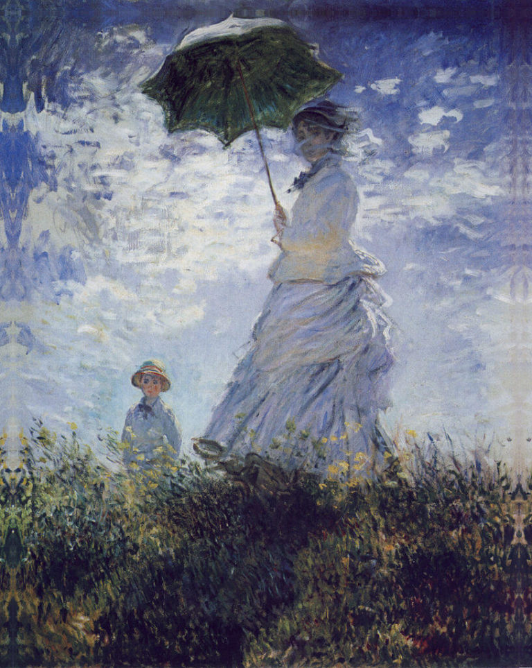 Mon Rêve Familier de Paul Verlaine dans Poèmes Saturniens - Peinture de Claude Monet - La femme à l'ombrelle - Camille Doucié et son fils - 1875