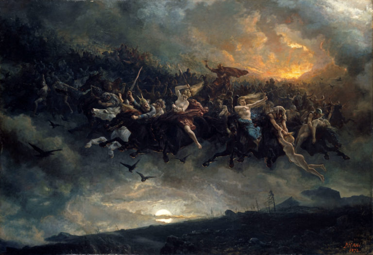 Nuit Du Walpurgis Classique de Paul Verlaine dans Poèmes Saturniens - Peinture de Peter Nicolai Arbo - Chasse sauvage de Odin - 1872
