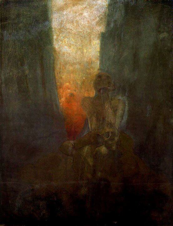 Ô Gouffre ! L’Âme Plonge… de Victor Hugo dans Les Contemplations - Peinture de Alfons Mucha - Le gouffre - 1899