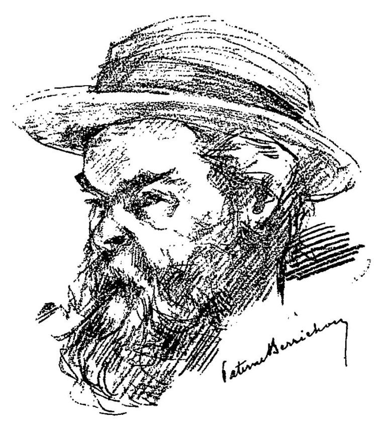 Paul Verlaine - Dessin de Paterne Berrichon - Paru dans La Plume - Portrait de Paul Verlaine - 1896