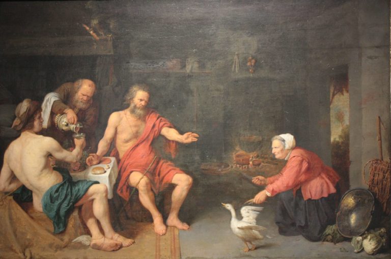 Philémon et Baucis de Jean de La Fontaine dans Les Fables - Peinture de David Ryckaert III - Philémon et Baucis - XVIIe siècle