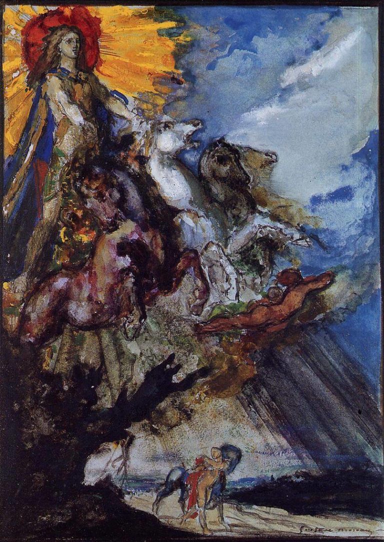 Phœbus et Borée de Jean de La Fontaine dans Les Fables - Peinture de Gustave Moreau - Phoebus and Boreas - 1879