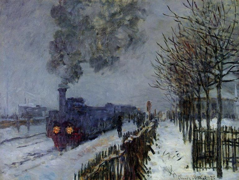 Rêvé Pour l’Hiver de Arthur Rimbaud dans Poésies Complètes - Peinture de Claude Monet - Le train dans la neige, la locomotive - 1875