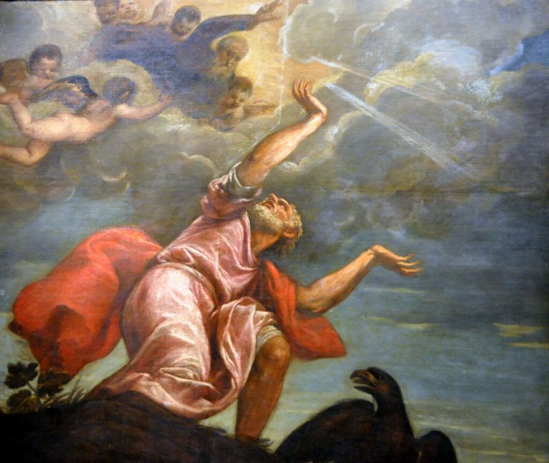 Un Jour, Le Morne Esprit... de Victor Hugo dans Les Contemplations - Peinture de Titian - Saint Jean l'Évangéliste à Patmos - 1555