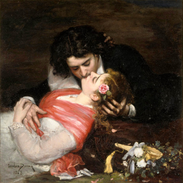 Vœu de Paul Verlaine dans Poèmes Saturniens - Peinture de Carolus-Duran - Le baiser - 1868