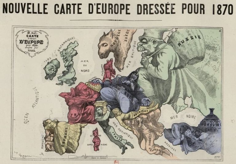 Carte d’Europe de Victor Hugo dans Les Châtiments - Dessin satirique anonyme - Nouvelle carte d'Europe dressée pour 1870 - 1870