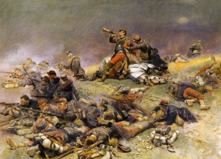 Guerre de Arthur Rimbaud dans Poésies Complètes - Peinture de Jean-Baptiste-Édouard Detaille - Mort du commandant Berbegier à la bataille de Saint-Privat - 1870