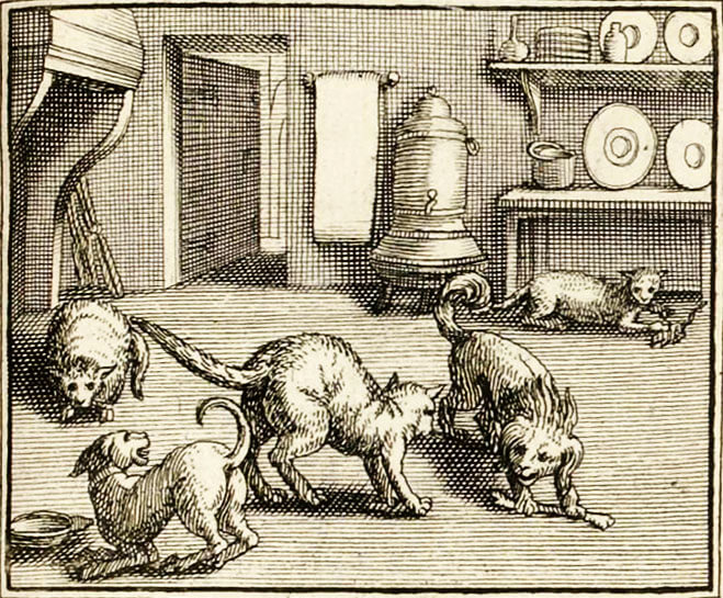 La Querelle Des Chiens et Des Chats, et Celle Des Chats et Des Souris de Jean de La Fontaine dans Les Fables - Illustration de François Chauveau - 1688