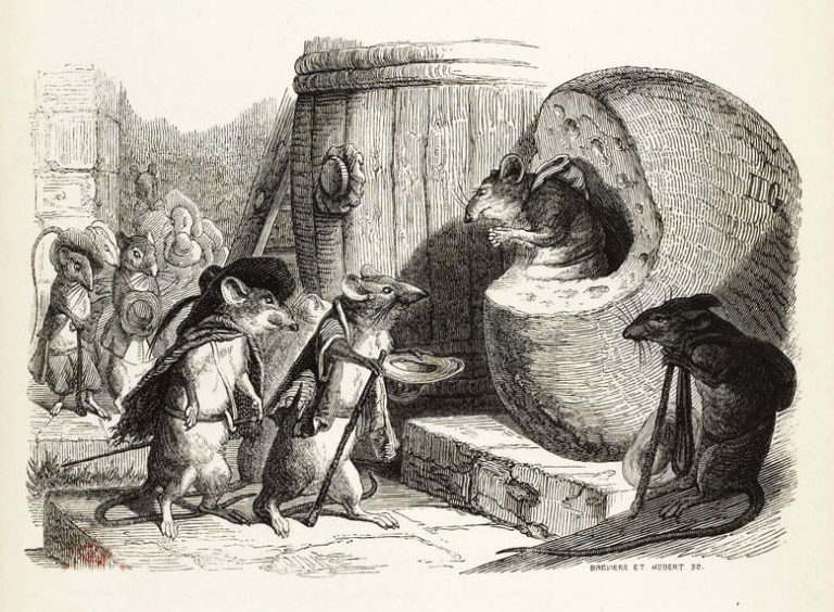 Le Rat Qui s’Est Retiré Du Monde de Jean de La Fontaine dans Les Fables - Illustration de Grandville - 1840