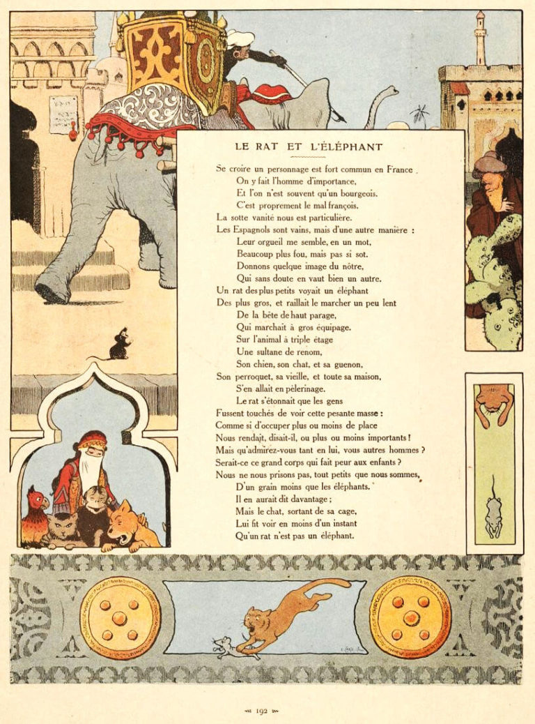 Le Rat et l’Éléphant de Jean de La Fontaine dans Les Fables - Illustration de Benjamin Rabier - 1906