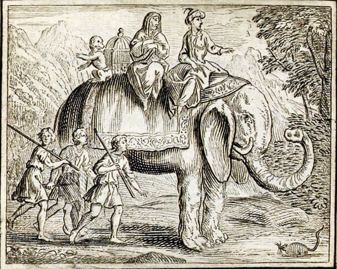 Le Rat et l’Éléphant de Jean de La Fontaine dans Les Fables - Illustration de François Chauveau - 1688