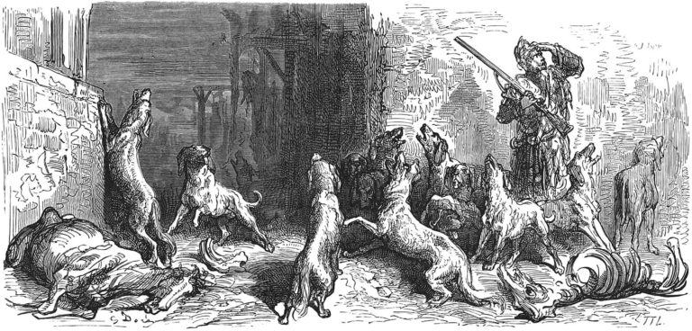 Le Renard Anglais de Jean de La Fontaine dans Les Fables - Gravure de Gustave Doré - 1876