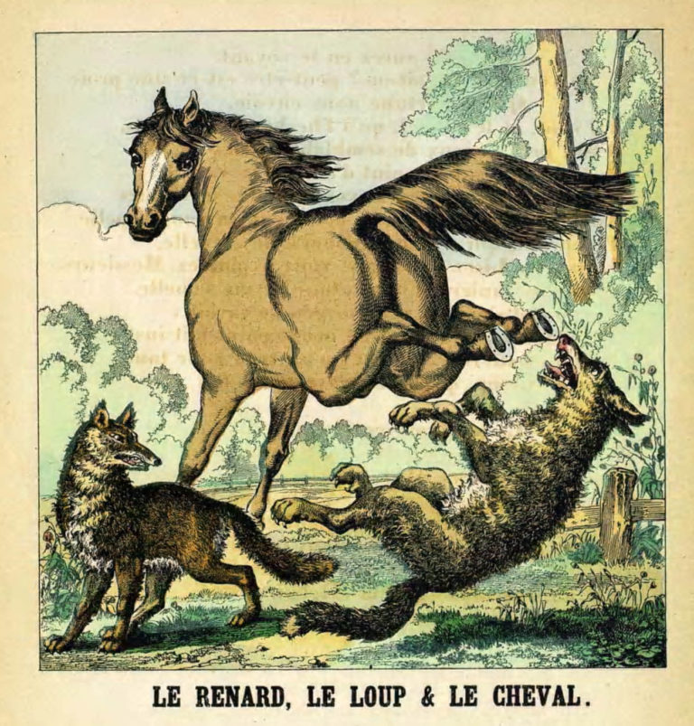 Le Renard, Le Loup et Le Cheval de Jean de La Fontaine dans Les Fables - Illustration de Auguste Vimar - 1897