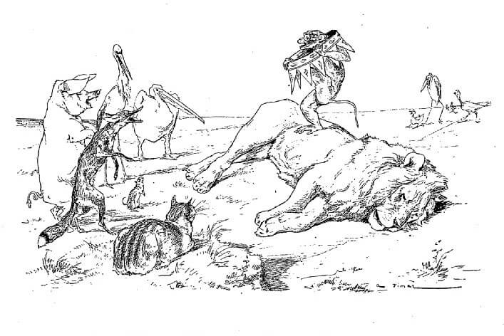 Le Renard, Le Singe et Les Animaux de Jean de La Fontaine dans Les Fables - Illustration de Auguste Vimar - 1897