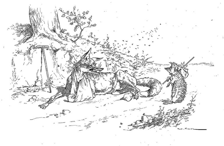 Le Renard, Les Mouches et Le Hérisson de Jean de La Fontaine dans Les Fables - Illustration de Auguste Vimar - 1897