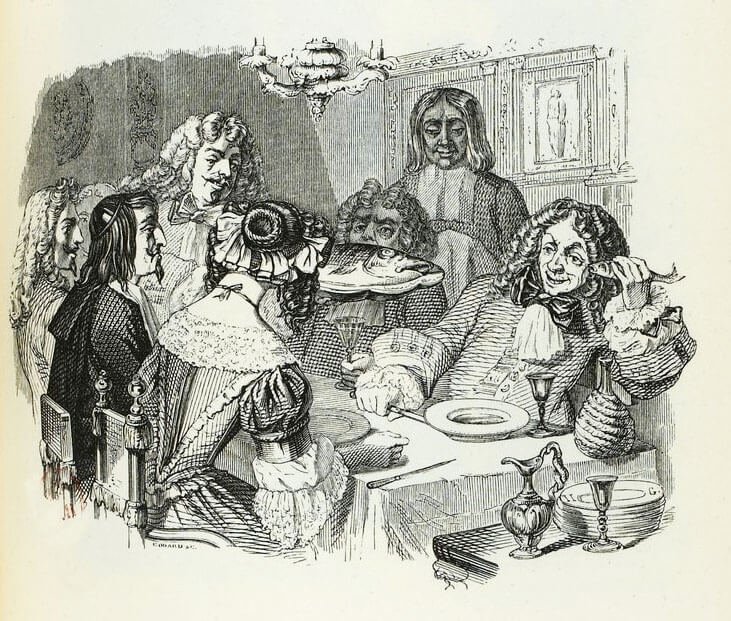 Le Rieur et Les Poissons de Jean de La Fontaine dans Les Fables - Illustration de Grandville - 1840
