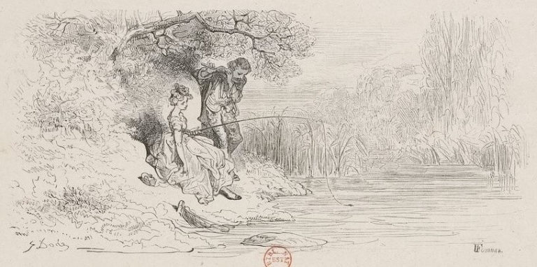 Les Poissons et Le Berger Qui Joue De La Flûte de Jean de La Fontaine dans Les Fables - Illustration de Gustave Doré - Gallica - 2 - 1876