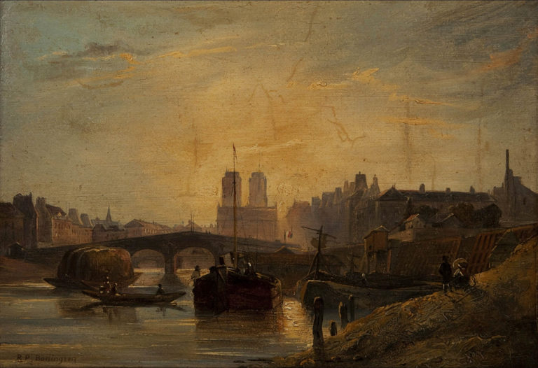 Nocturne Parisien de Paul Verlaine dans Poèmes Saturniens - Peinture de Richard Parkes Bonington - Quai de Seine - 1828