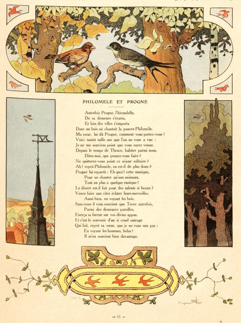 Philomèle et Progné de Jean de La Fontaine dans Les Fables - Illustration de Benjamin Rabier - 1906