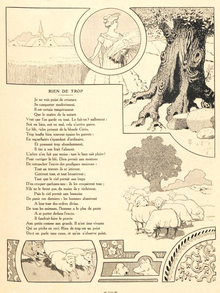 Rien De Trop de Jean de La Fontaine dans Les Fables - Illustration de Benjamin Rabier - 1906