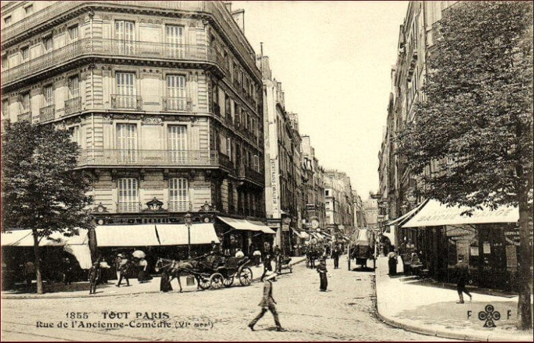 Scènes de Arthur Rimbaud dans Les Illuminations - Carte postale - Vue de la rue de l'Ancienne Comédie vers 1910 - 1855