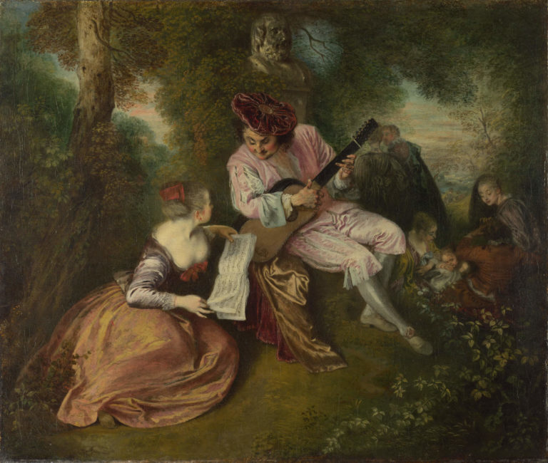 Sérénade de Paul Verlaine dans Poèmes Saturniens - Peinture de Antoine Watteau - La gamme d'amour - 1717