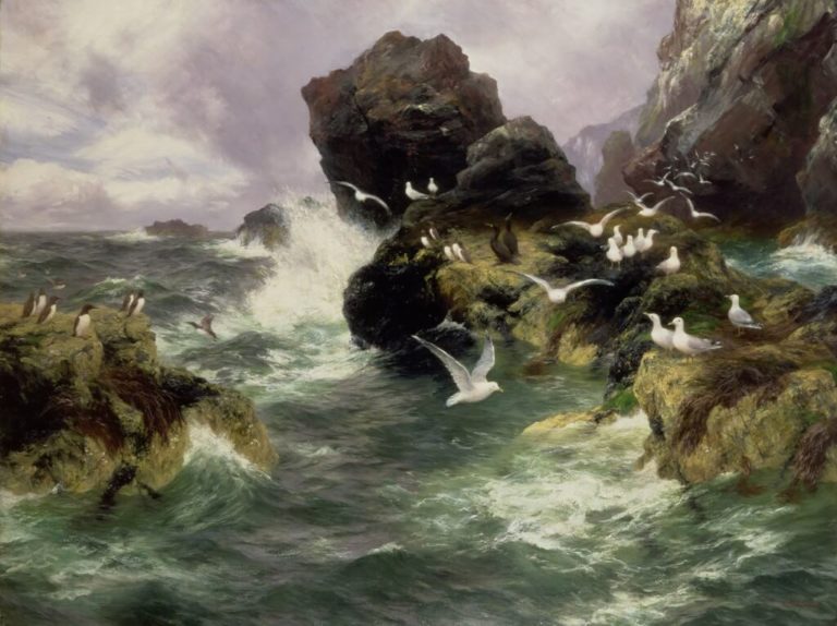 Un Dahlia de Paul Verlaine dans Poèmes Saturniens - Peinture de Peter Graham - La vague de l'océan, blanche comme l'aile de l'oiseau de mer - 1900