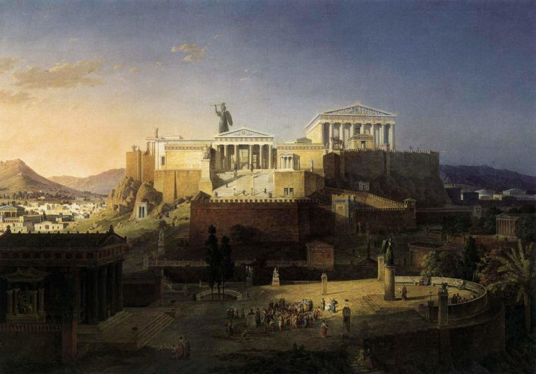Villes (L'acropole officielle...) de Arthur Rimbaud dans Les Illuminations - Peinture de Leo von Klenze - Reconstitution de l'Acropole et de l'Aréopage à Athènes - 1846