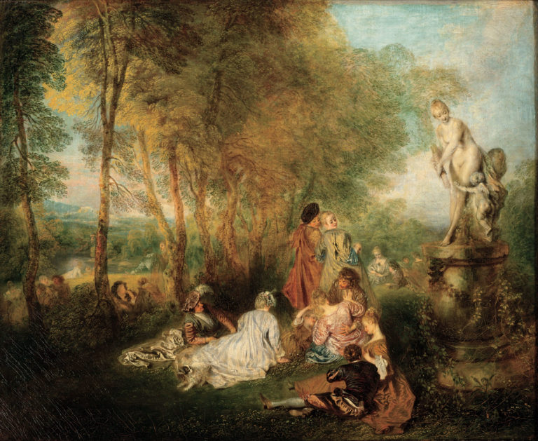 Cortège de Paul Verlaine dans Fêtes Galantes - Peinture de Antoine Watteau - La fête de l'amour - 1719