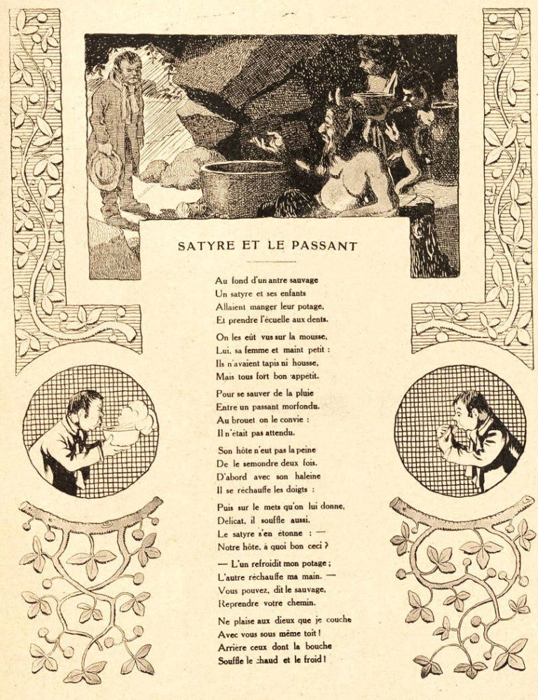 Le Satyre et Le Passant de Jean de La Fontaine dans Les Fables - Illustration de Benjamin Rabier - 1906