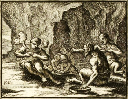 Le Satyre et Le Passant de Jean de La Fontaine dans Les Fables - Illustration de François Chauveau - 1688