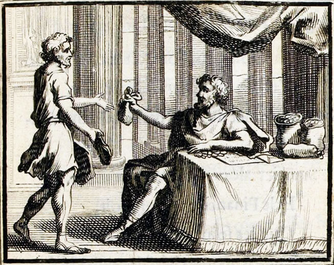 Le Savetier et Le Financier de Jean de La Fontaine dans Les Fables - Illustration de François Chauveau - 1688