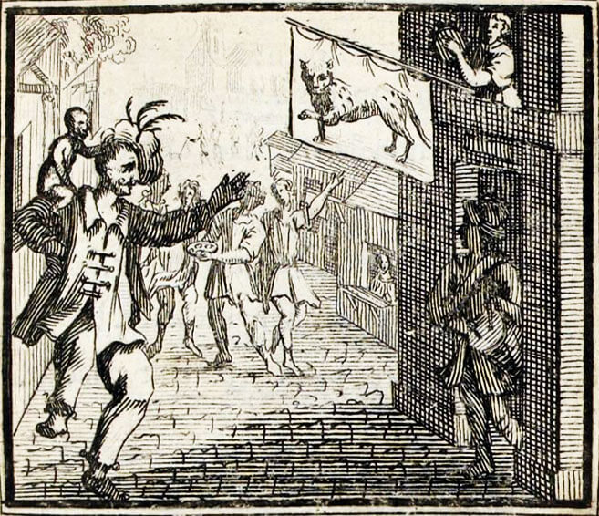 Le Singe et Le Léopard de Jean de La Fontaine dans Les Fables - Illustration de François Chauveau - 1688