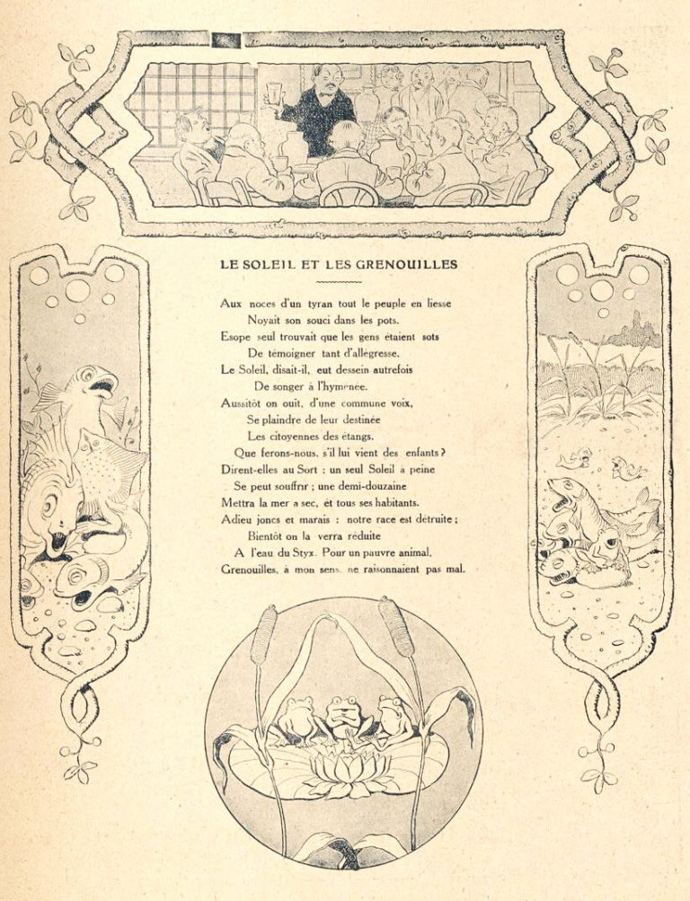 Le Soleil et Les Grenouilles de Jean de La Fontaine dans Les Fables - Illustration de Benjamin Rabier - 2ème version - 1906