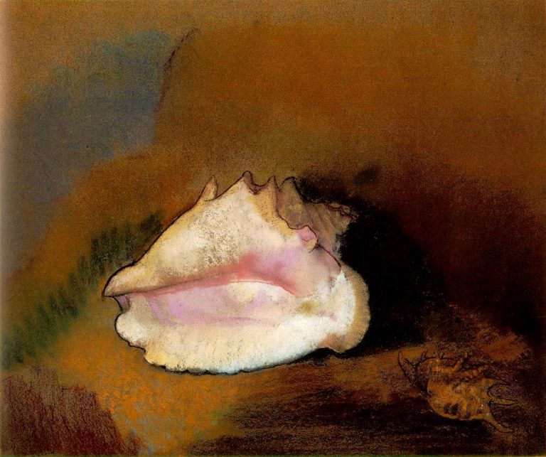 Les Coquillages de Paul Verlaine dans Fêtes Galantes - Peinture de Odilon Redon - La Coquille - 1912