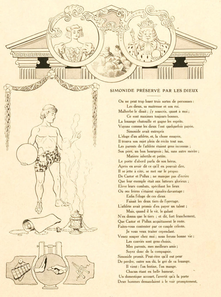 Simonide Préservé Par Les Dieux de Jean de La Fontaine dans Les Fables - Illustration de Benjamin Rabier - 1 sur 2 - 1906
