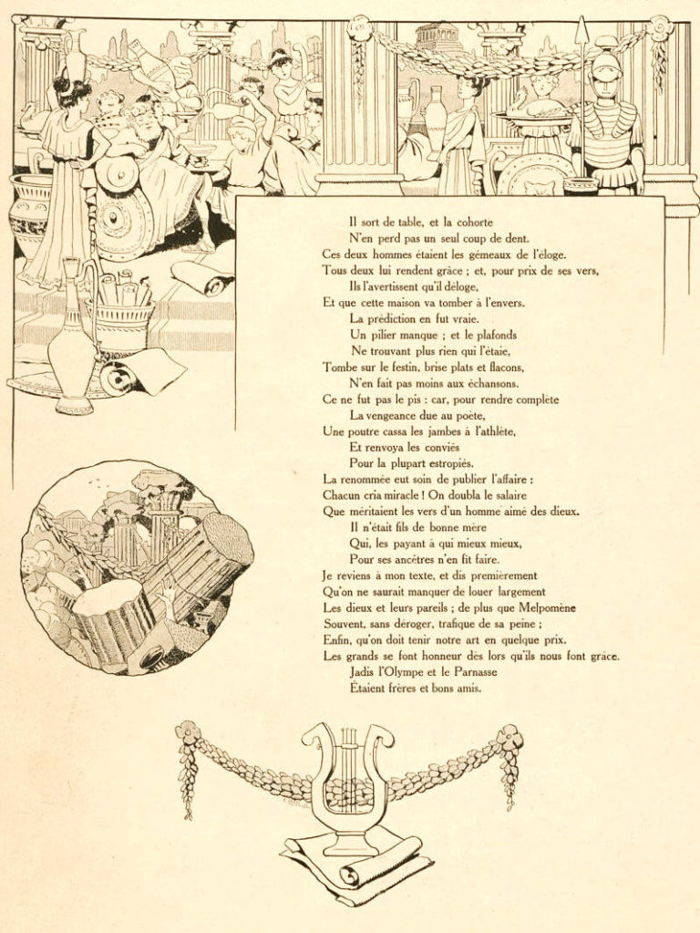 Simonide Préservé Par Les Dieux de Jean de La Fontaine dans Les Fables - Illustration de Benjamin Rabier - 2 sur 2 - 1906