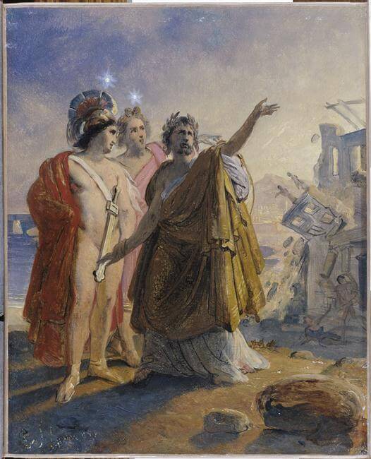 Simonide Préservé Par Les Dieux de Jean de La Fontaine dans Les Fables - Peinture de Jean-Baptiste Guignet - 1834