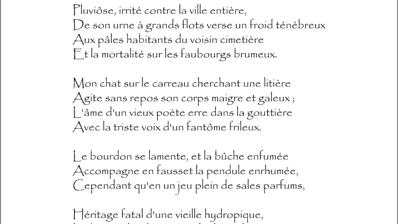 Spleen (Pluviôse irrité...) - Poème de Charles Baudelaire - Les Fleurs
